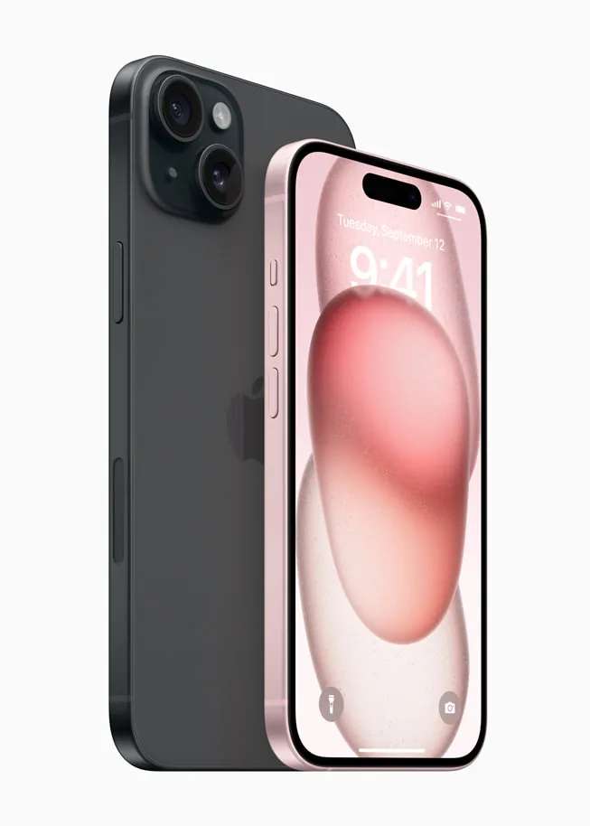 iPhone 15 Plus من الأمام ومن الخلف
