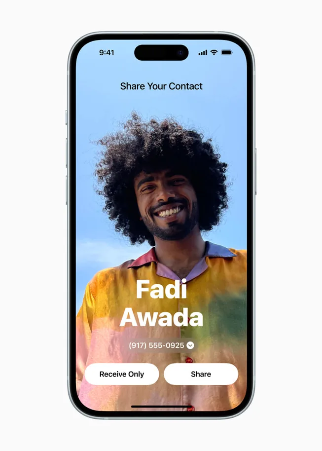 مشاركة البيانات بـ NameDrop